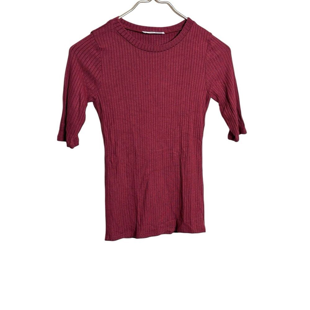 NWT Reformation Knit Top Rust Orange Ribbed Short Sleeve Crop Size XS‎